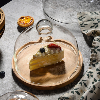 Tavă pentru desert cu capac din sticlă, design nordic simplu, calitate premium, neimportat