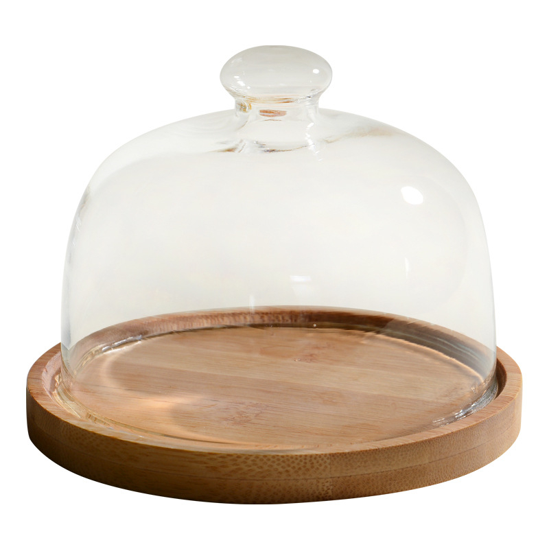 Tavă pentru desert cu capac din sticlă, design nordic simplu, calitate premium, neimportat