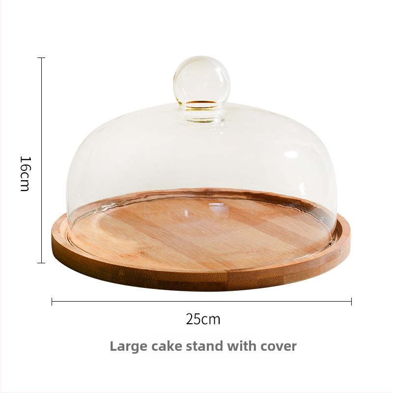 Tavă pentru desert cu capac din sticlă, design nordic simplu, calitate premium, neimportat