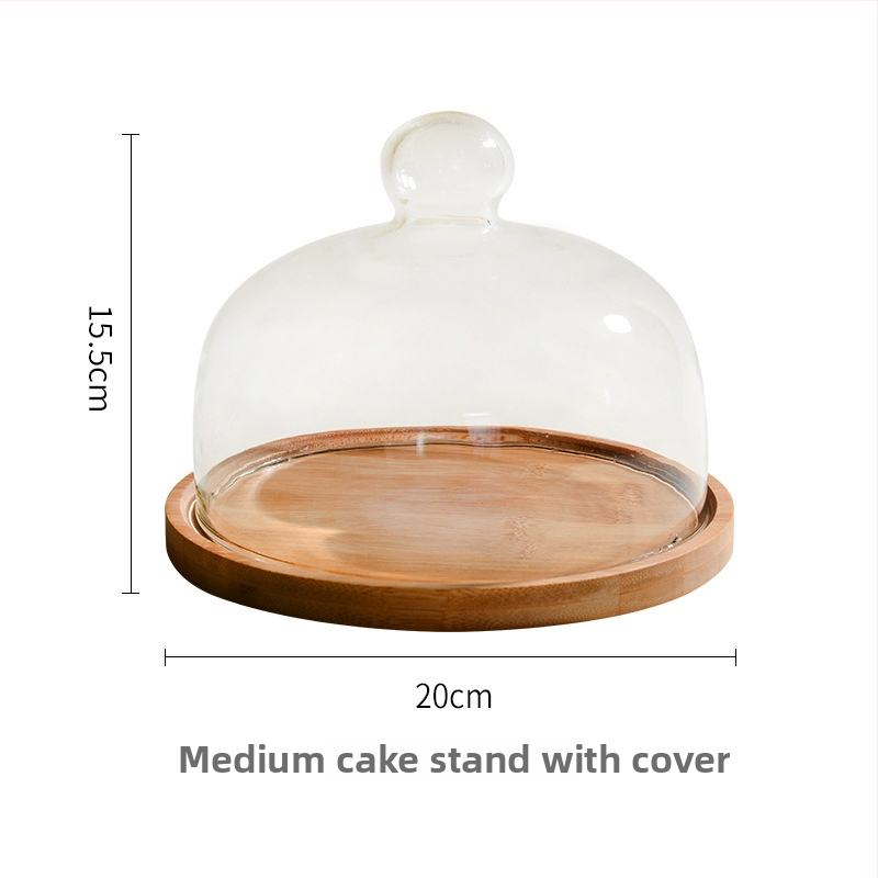 Tavă pentru desert cu capac din sticlă, design nordic simplu, calitate premium, neimportat