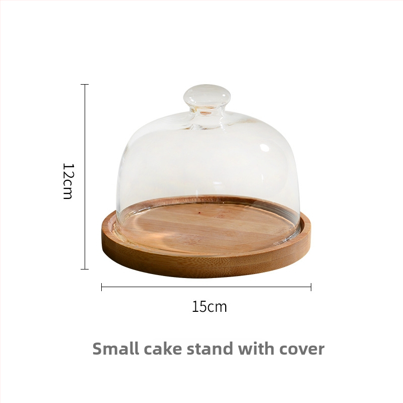 Tavă pentru desert cu capac din sticlă, design nordic simplu, calitate premium, neimportat