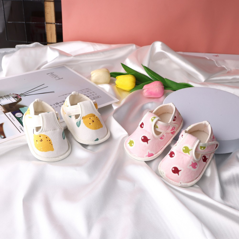 Pantofi pentru copii mici – Stil coreean, închidere Velcro, partea superioară din bumbac, Primăvară-Toamnă, pentru 12-48 de luni