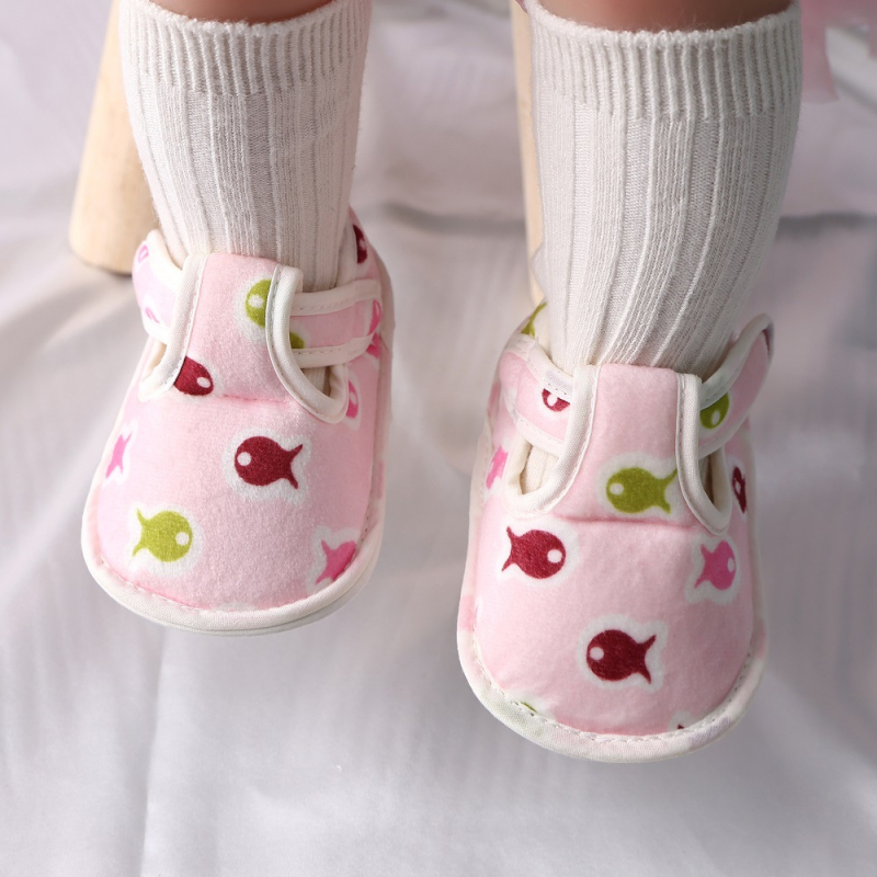 Pantofi pentru copii mici – Stil coreean, închidere Velcro, partea superioară din bumbac, Primăvară-Toamnă, pentru 12-48 de luni