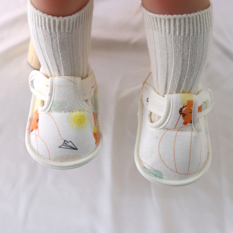Pantofi pentru copii mici – Stil coreean, închidere Velcro, partea superioară din bumbac, Primăvară-Toamnă, pentru 12-48 de luni