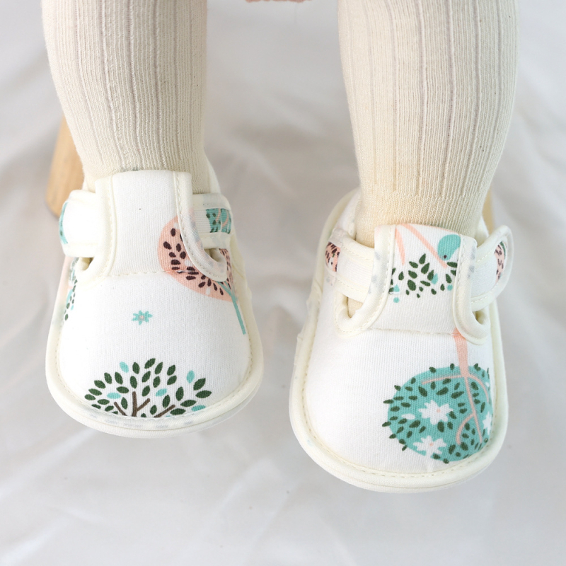 Pantofi pentru copii mici – Stil coreean, închidere Velcro, partea superioară din bumbac, Primăvară-Toamnă, pentru 12-48 de luni