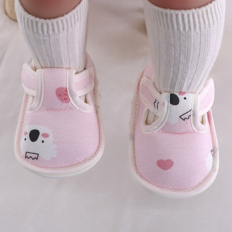 Pantofi pentru copii mici – Stil coreean, închidere Velcro, partea superioară din bumbac, Primăvară-Toamnă, pentru 12-48 de luni