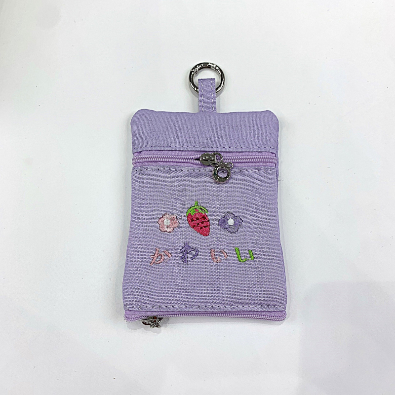 Torba za ključeve od platna s cvjetnim uzorkom i dječjim crtanim stilom, unisex, za svakodnevnu upotrebu.