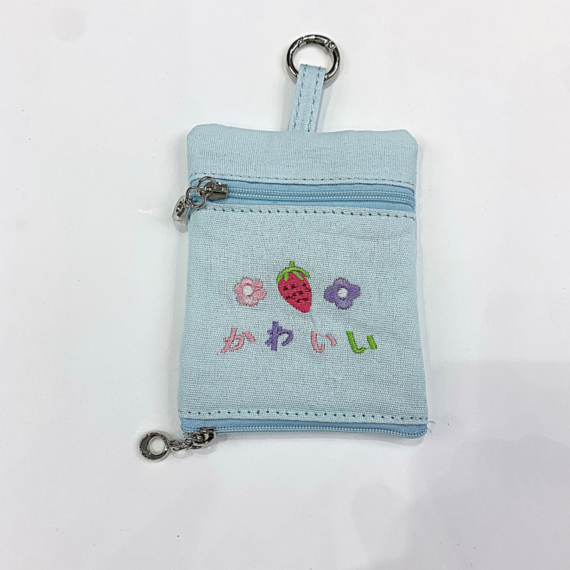 Torba za ključeve od platna s cvjetnim uzorkom i dječjim crtanim stilom, unisex, za svakodnevnu upotrebu.
