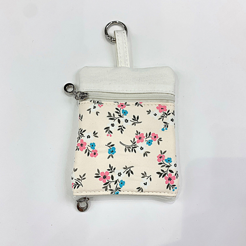 Torba za ključeve od platna s cvjetnim uzorkom i dječjim crtanim stilom, unisex, za svakodnevnu upotrebu.