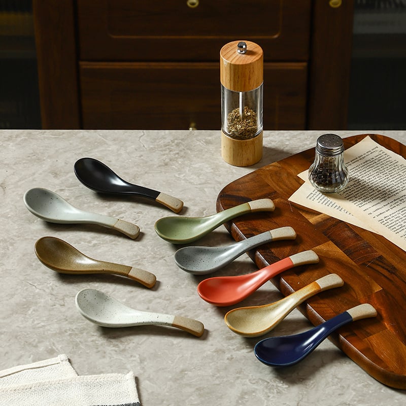 Keramičke žlice za rižu, juhu i večeru — minimalistički japanski stil posuđa, jednodobojni dizajn, Gabby Ceramics, mogućnost prilagodbe