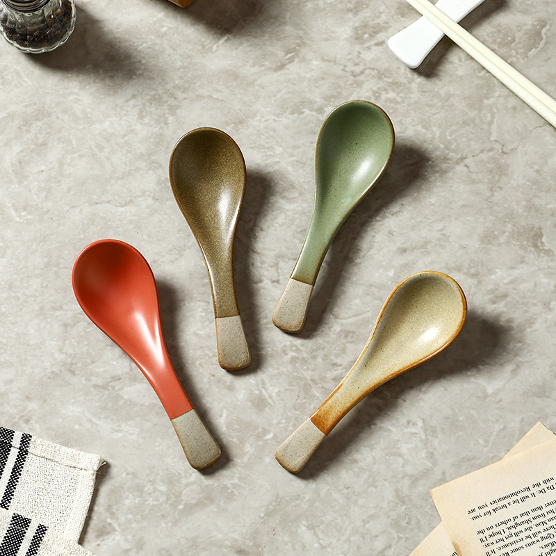 Keramičke žlice za rižu, juhu i večeru — minimalistički japanski stil posuđa, jednodobojni dizajn, Gabby Ceramics, mogućnost prilagodbe