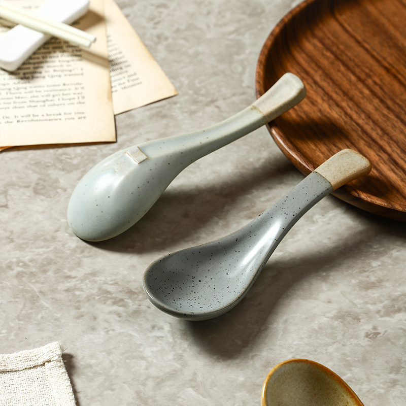 Keramičke žlice za rižu, juhu i večeru — minimalistički japanski stil posuđa, jednodobojni dizajn, Gabby Ceramics, mogućnost prilagodbe