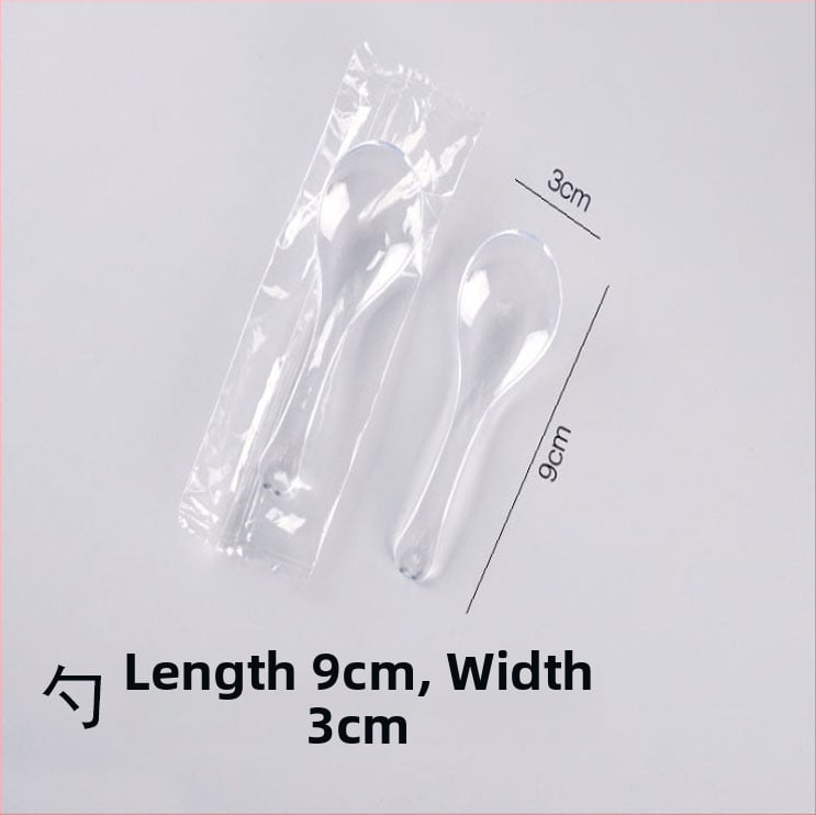 Vienkartiniai plastikiniai Bibimbap šaukštai, pakuotė 100 vnt., išsinešimui, mikrobangų krosnelė nėra saugi