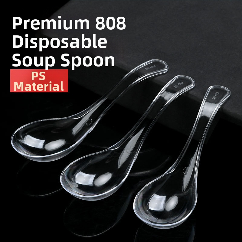 Vienreizējās plastmasas Bibimbap karotes, iepakojums 100 gab., izsniegšanai (takeout), nav mikroviļņu drošas