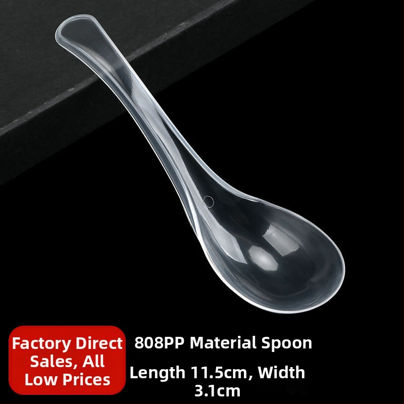 Vienkartiniai plastikiniai Bibimbap šaukštai, pakuotė 100 vnt., išsinešimui, mikrobangų krosnelė nėra saugi