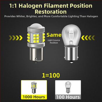 LED автомобилна крушка 1156-33SMD-3030 конвексен чип със леща за мигач, задна светлина и спирачка, 10-30V, 6.85W, 872 lm