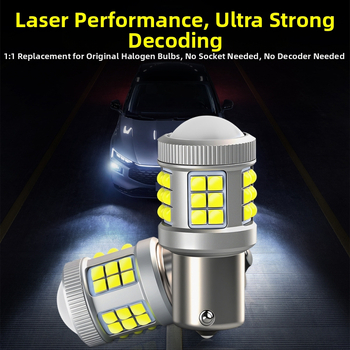 LED автомобилна крушка 1156-33SMD-3030 конвексен чип със леща за мигач, задна светлина и спирачка, 10-30V, 6.85W, 872 lm