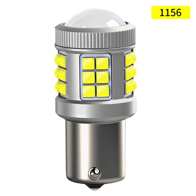 LED автомобилна крушка 1156-33SMD-3030 конвексен чип със леща за мигач, задна светлина и спирачка, 10-30V, 6.85W, 872 lm