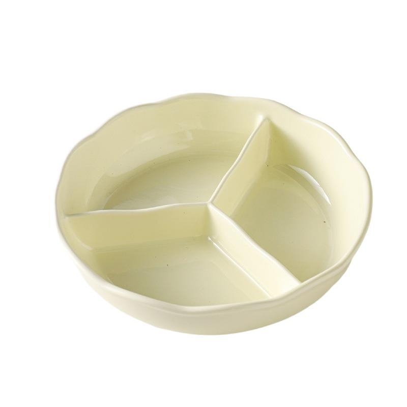 Keramički tanjur s tri odjeljka, duboki rub, okrugli oblik, moderni minimalistički stil, nije pogodan za mikrovalnu