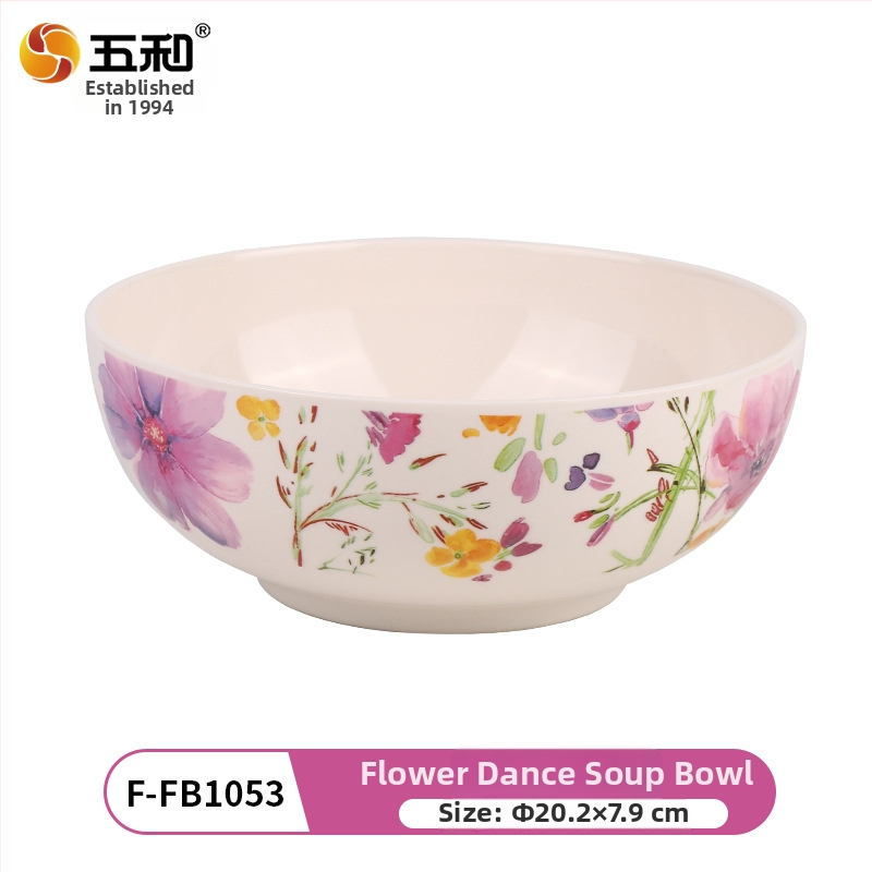 Melamīna ēdienu servēšanai komplekts, 96 gab., porcelāna imitācija, ziedu raksts, augstas temperatūras dekālais apdare