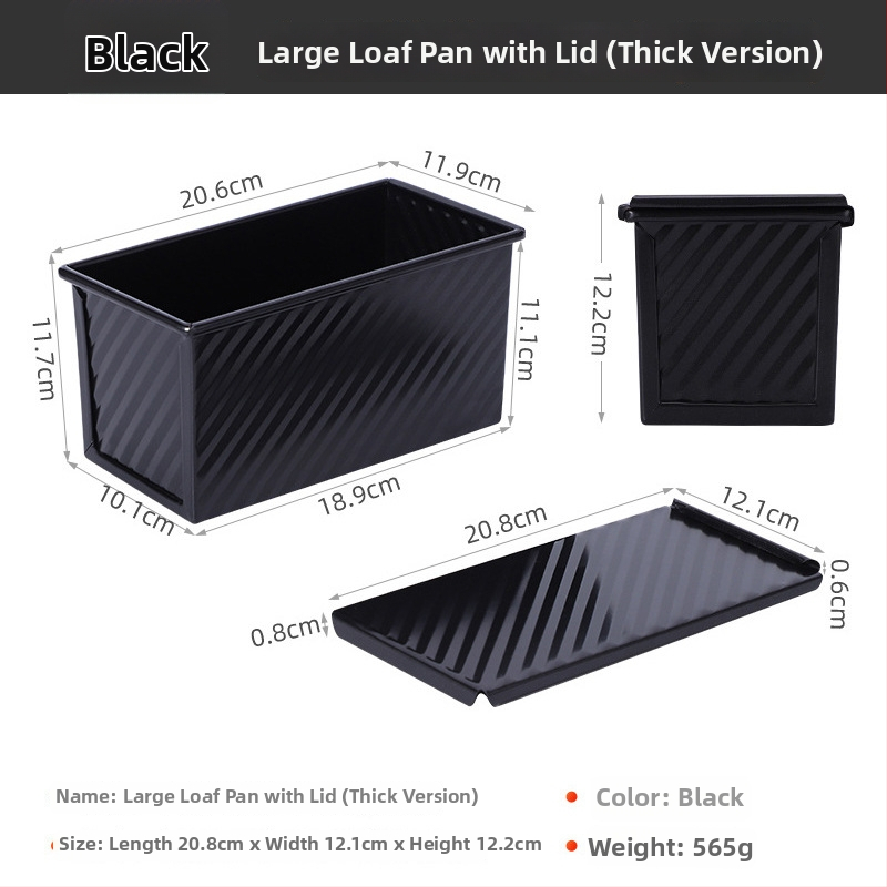 Μορφή τοστ για οικιακή αρτοποιία, ορθογώνια από χάλυβα άνθρακα, με κυματοειδές κουτί και καπάκι (Ορθογώνιο, Χάλυβας άνθρακα, Για ψήσιμο, Οικογενειακή χρήση)
