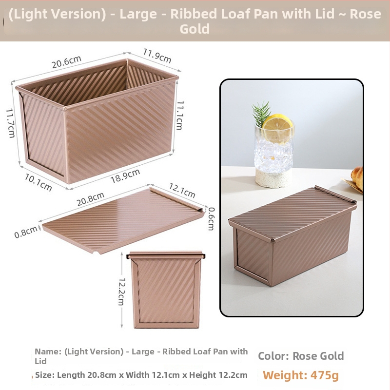 Μορφή τοστ για οικιακή αρτοποιία, ορθογώνια από χάλυβα άνθρακα, με κυματοειδές κουτί και καπάκι (Ορθογώνιο, Χάλυβας άνθρακα, Για ψήσιμο, Οικογενειακή χρήση)