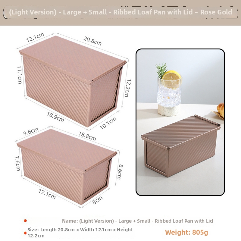 Μορφή τοστ για οικιακή αρτοποιία, ορθογώνια από χάλυβα άνθρακα, με κυματοειδές κουτί και καπάκι (Ορθογώνιο, Χάλυβας άνθρακα, Για ψήσιμο, Οικογενειακή χρήση)