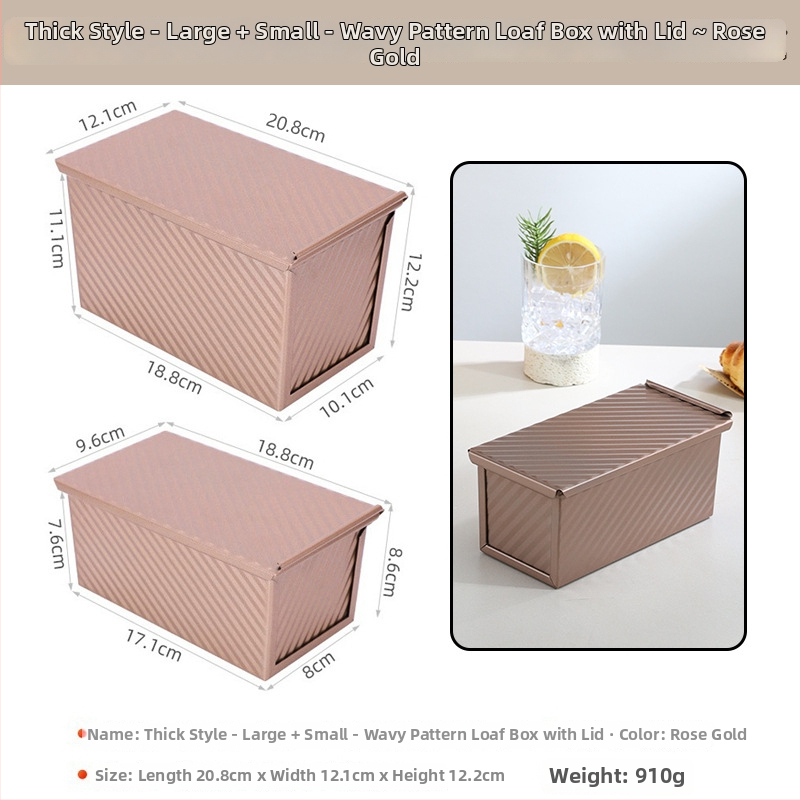 Μορφή τοστ για οικιακή αρτοποιία, ορθογώνια από χάλυβα άνθρακα, με κυματοειδές κουτί και καπάκι (Ορθογώνιο, Χάλυβας άνθρακα, Για ψήσιμο, Οικογενειακή χρήση)