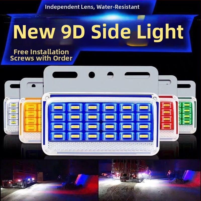 LED странична светлина за камион, 12V/24V, модел 9d висока яркост, водоустойчива, подходяща за големи камиони и ремаркета