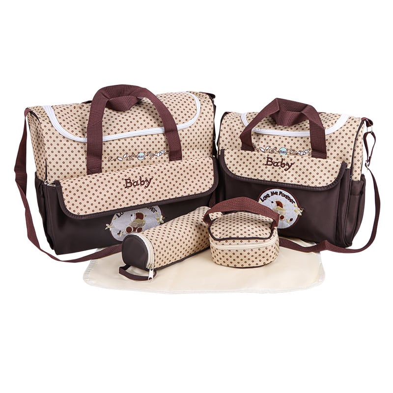 Torba za pelene s uzorkom medvjedića, pet dijelova seta, višefunkcionalna, vodootporna, velika kapaciteta, preko ramena