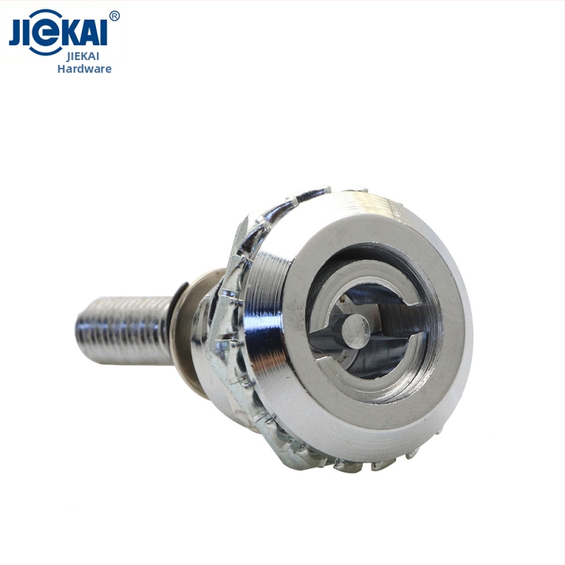 Cilindra tipa mortise slēdzis ar spārnu formas iekšējo galu un iekšējo trijstūri, piemērots metro un rūpnieciskām skapēm | Zīmols Jie Kai | Materiāls: cinka sakausējums un nerūsējošais tērauds | Modelis: Cilindra sērija