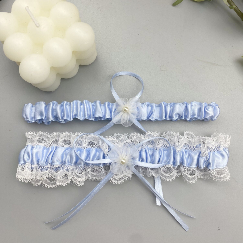 Menyasszonyi harisnyatartó csipkés masnival, szalaganyag, OPP csomagolás, OEM támogatás