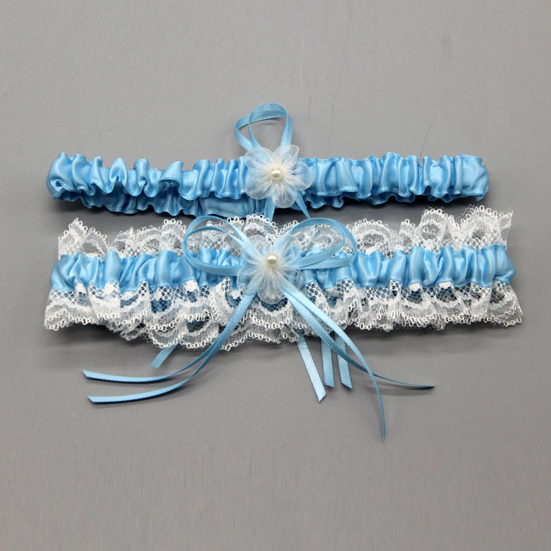 Menyasszonyi harisnyatartó csipkés masnival, szalaganyag, OPP csomagolás, OEM támogatás