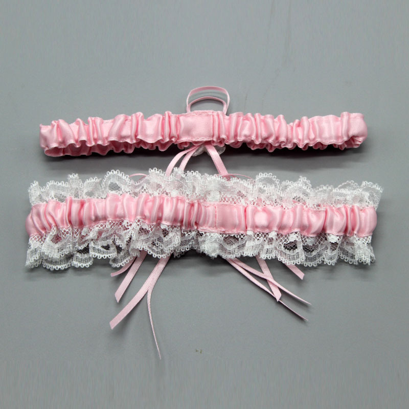 Menyasszonyi harisnyatartó csipkés masnival, szalaganyag, OPP csomagolás, OEM támogatás