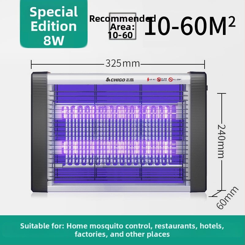 LED lámpa szúnyog- és legyek elleni, hálózati csatlakoztatással, ABS ház, modell ZG-W23, lefedettség 61 m² felett