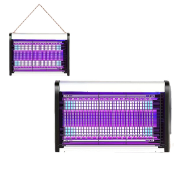 Kültéri szúnyogirtó lámpa UV-lámpával, alumínium hálóval, rozsdamentes acélszerkezettel, elektromos sokk-al történő ölés, lángálló, akkumulátor nélkül, 61 m² feletti területekre