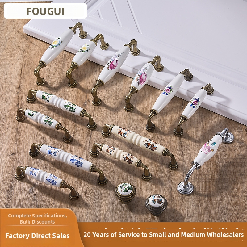 Kerámiás fogantyú, európai stílus, kerek alakú, ötvözetből, bútorokhoz – szekrényekhez és fiókokhoz