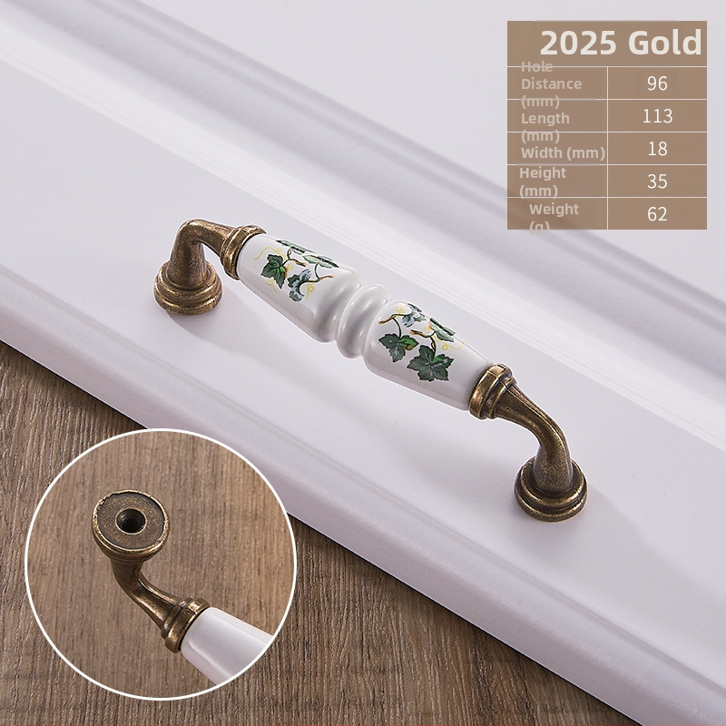 Kerámiás fogantyú, európai stílus, kerek alakú, ötvözetből, bútorokhoz – szekrényekhez és fiókokhoz