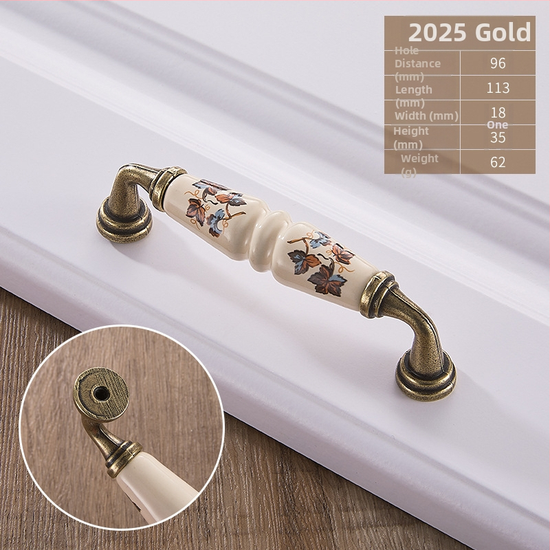 Kerámiás fogantyú, európai stílus, kerek alakú, ötvözetből, bútorokhoz – szekrényekhez és fiókokhoz