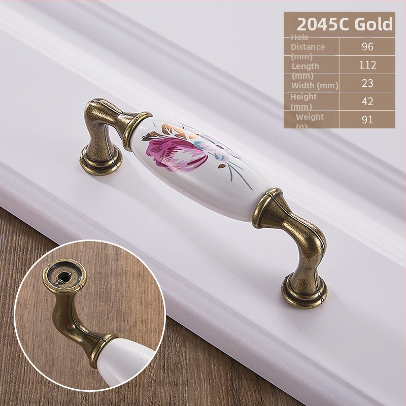 Kerámiás fogantyú, európai stílus, kerek alakú, ötvözetből, bútorokhoz – szekrényekhez és fiókokhoz