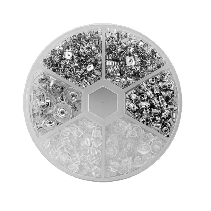 DIY set za nakit od željeza s elektroplatom, kutija s 24 pretinaca, uključuje naušnice kukice, spojne prstene i T-štiftove