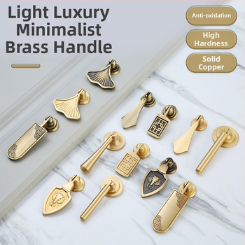 Úchytka na zásuvku/skriňu – mosadz, drôtovo ťahaný povrch, nový čínsky štýl, Model 1