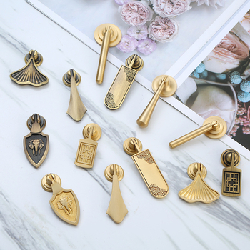 Úchytka na zásuvku/skriňu – mosadz, drôtovo ťahaný povrch, nový čínsky štýl, Model 1