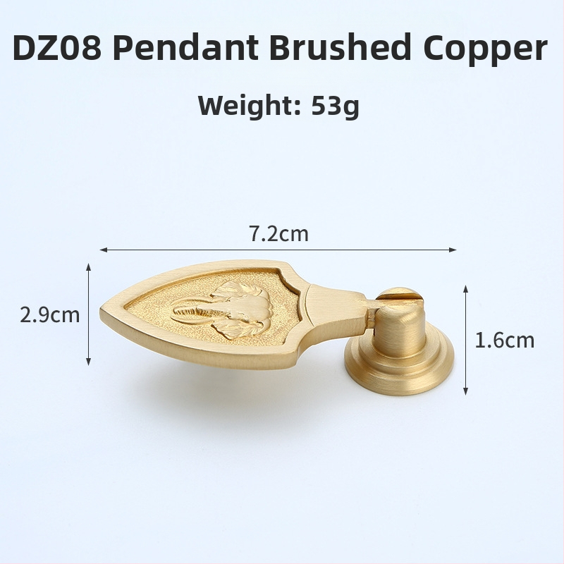 Úchytka na zásuvku/skriňu – mosadz, drôtovo ťahaný povrch, nový čínsky štýl, Model 1