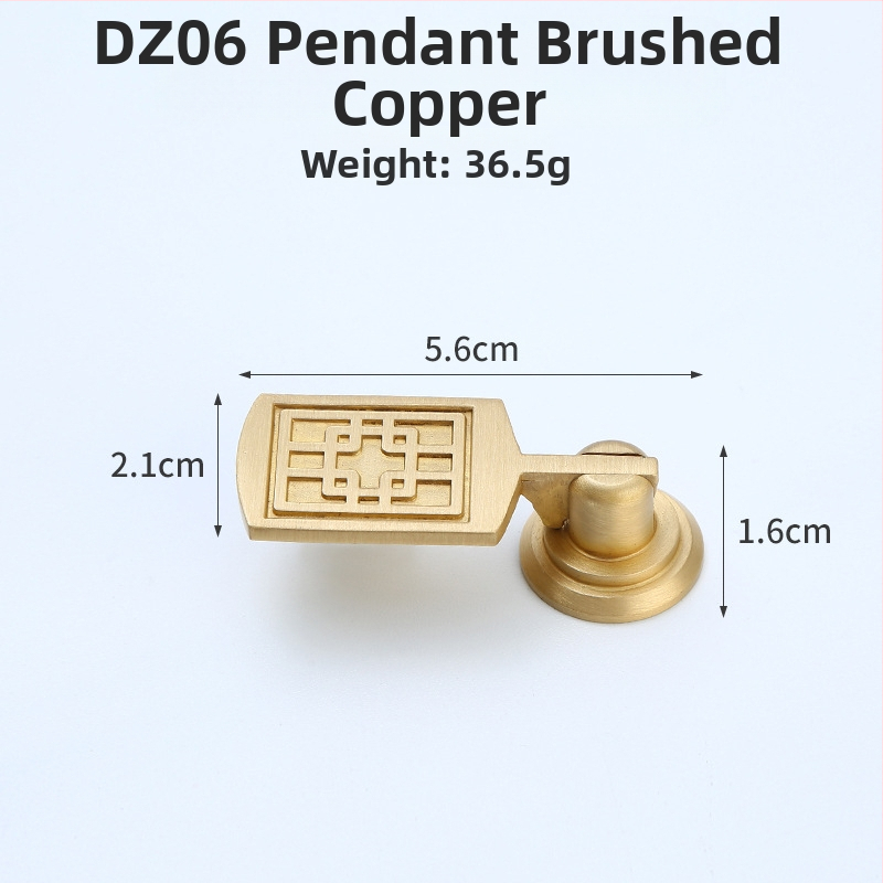 Úchytka na zásuvku/skriňu – mosadz, drôtovo ťahaný povrch, nový čínsky štýl, Model 1