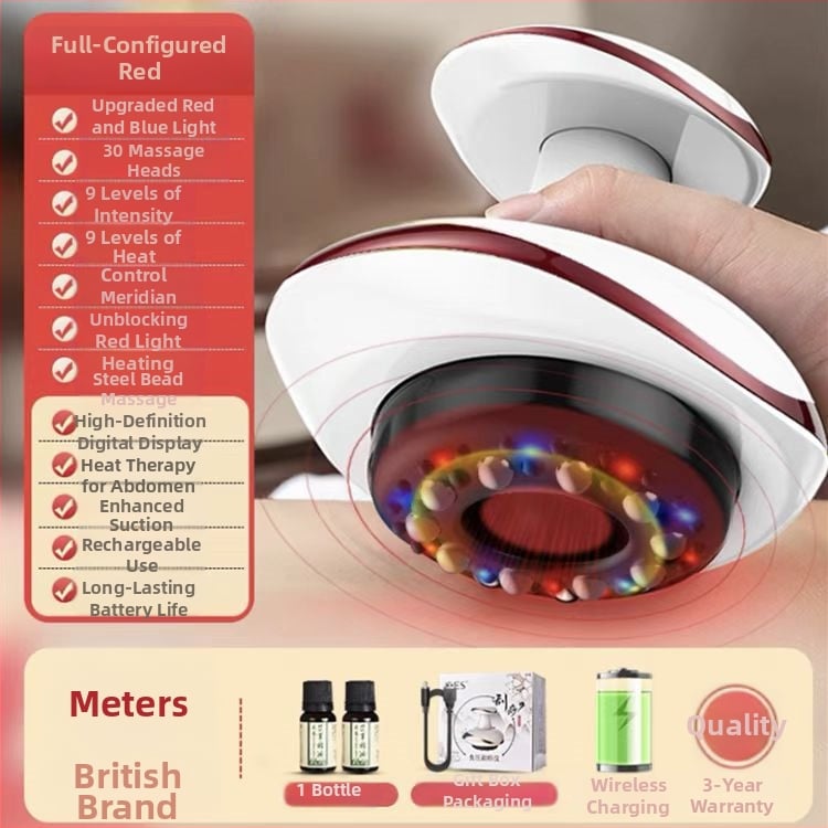 Elektriline massaažiaseade vaakumi ja kriimustamise funktsiooniga, mudel SWN-3301, USB toitide, temperatuuri reguleerimine 35–42°C, ABS korpus, 1200mAh aku