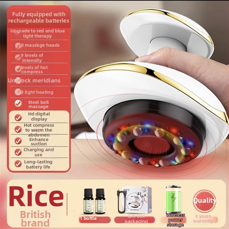 Elektriline massaažiaseade vaakumi ja kriimustamise funktsiooniga, mudel SWN-3301, USB toitide, temperatuuri reguleerimine 35–42°C, ABS korpus, 1200mAh aku