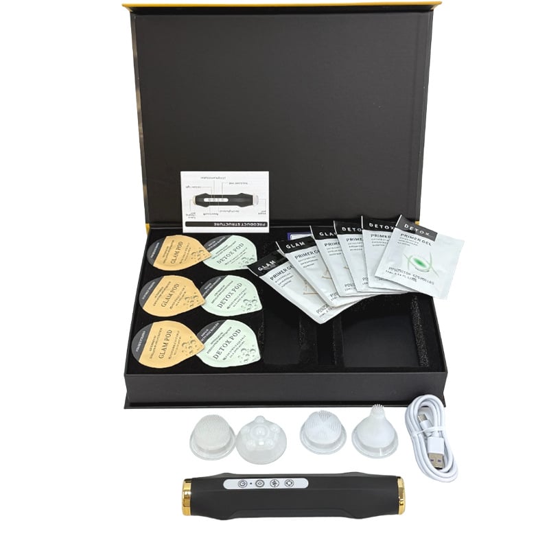 Dispozitiv facial de curățare cu bule de oxigen pentru rejuvenare, hidratare și albire a pielii; portabil, pentru uz casnic, cu baterie încorporată sub 300 mAh.