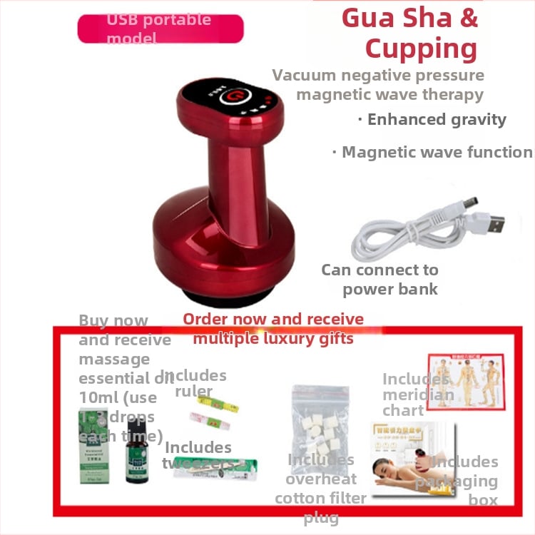 Dispozitiv electric pentru masaj cu tehnologie de abraziune și cupping, perie meridiană, aspirație puternică, comprimare caldă - portabil, baterie 500-800mAh, IPX3 rezistent la apă, pentru uz casnic