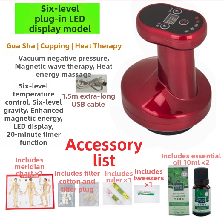 Dispozitiv electric pentru masaj cu tehnologie de abraziune și cupping, perie meridiană, aspirație puternică, comprimare caldă - portabil, baterie 500-800mAh, IPX3 rezistent la apă, pentru uz casnic